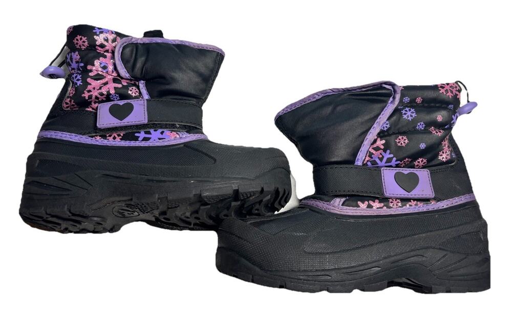 Athletech Girls' Black/Purple Rue Snowflakes Snow Winter Boots Size 13
